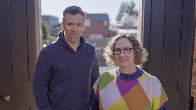 Patrick Brammall with Dr Kate Bagnall at Narryna the Merchant House, Hobart, Tasmania. Photo: Courtesy of SBS.