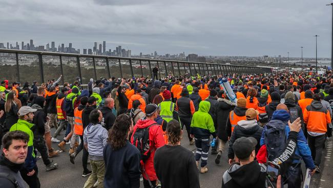 While tradies taking over the West Gate was worrying, Melbourne has had far worse protests in the past. Picture: Asanka Ratnayake