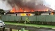 The house in Kobin Ave, Glenmore Park on fire after being hit by lightning. Supplied Adam Mobbs