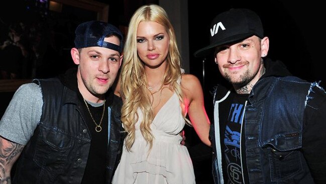 Sophie Monk with Joel and ex Benji Madden (left).