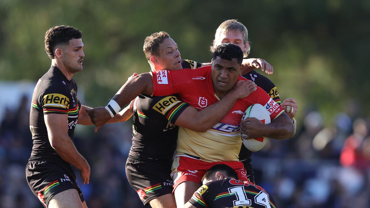 Tevita Pangai Junior has shown promising signs since returning to the NRL. (Photo by Jason McCawley/Getty Images)