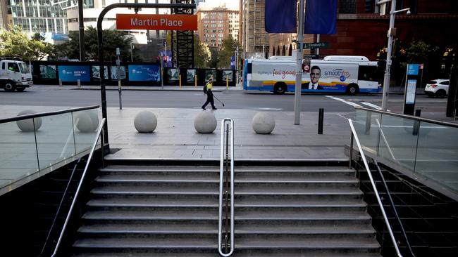 The streets of Sydney's CBD remain near empty as workers and shoppers stay home due to the coronavirus pandemic. Picture: Toby Zerna