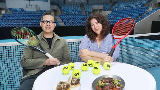 Silkspoon chef Victor Liong and Italian home cook Julia Busuttil Nishimura are among the new foodie faces cooking at this year’s Australian Open. Picture: David Crosling.