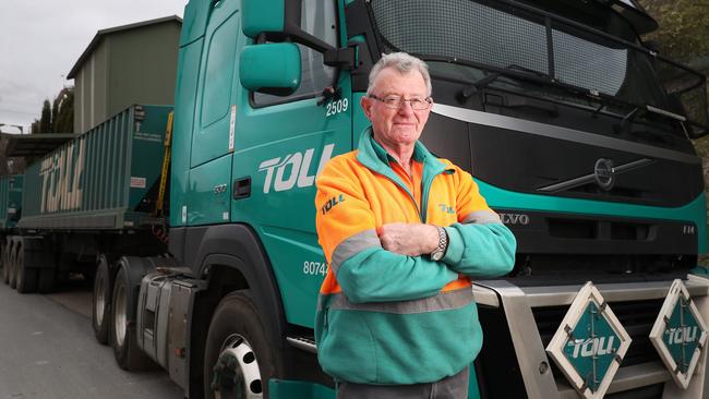 Laurie Hoskinson who drives for Toll ahead of the planned 24 hour stop work action. Toll workers across Tasmania will strike for 24 hours. Picture: Nikki Davis-Jones