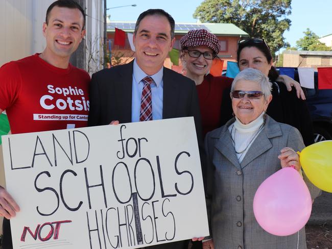 Celebrating after a DA for a high rise in Campsie was withdrawn: Daniel Barbar (Chief of Staff, MP Sophie Cotsis), MP Jihad Dib, Beatriz Occhiuzzi (Campsie Public School P&amp;C), Barbara Coorey (Community Activist) and Ladis Sosa (local activist and grandmother).