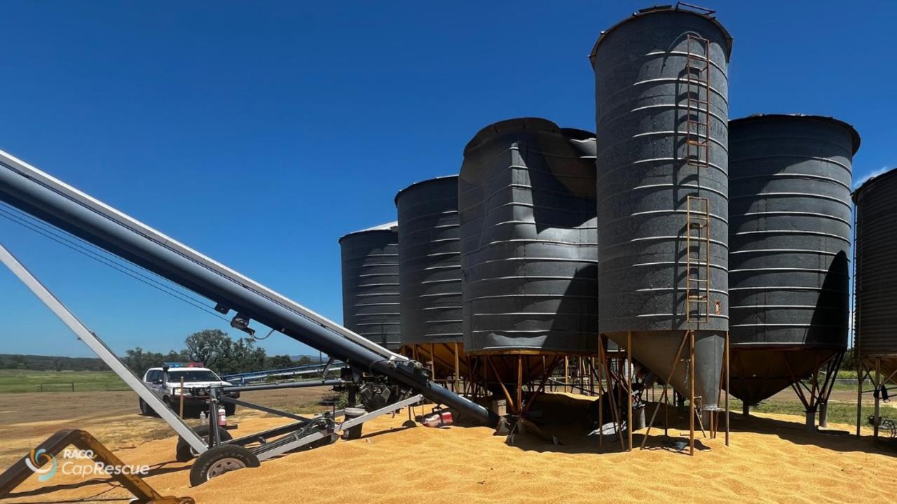 The roof collapse of the silo.