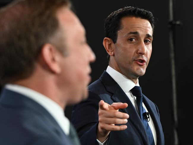 22/10/2024:  QLD Premier Steven Miles and LNP leader David Crisafulli during the Sky News and The Courier Mail  PeopleÃ¢â¬â¢s Forum at Suncorp Stadium, Brisbane. pic: Lyndon Mechielsen/Courier Mail