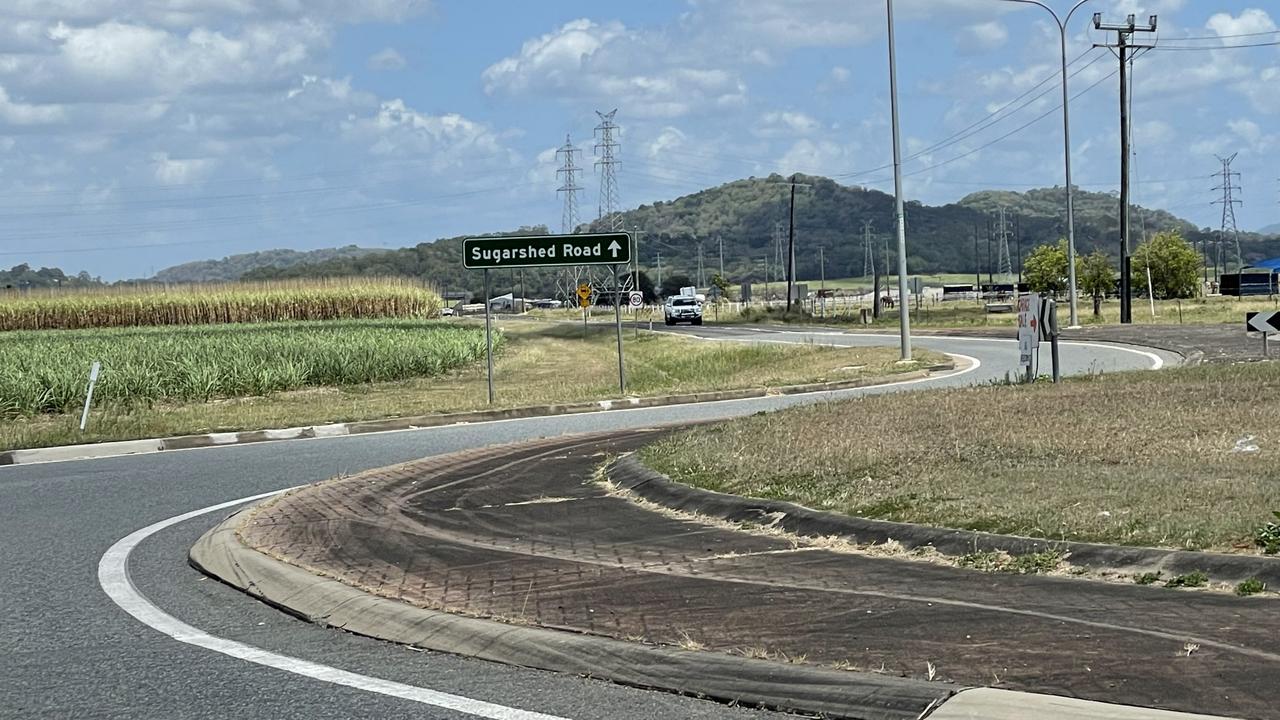 Emergency services including police, paramedics and fire crews were called to the scene at the roundabout linking Sugarshed and Glenella Connection Rds about 1.48am following reports of a serious crash between a motorbike and a cow. Picture: Janessa Ekert