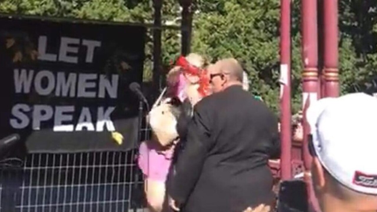 Kellie-Jay Keen-Minshull has been attacked at a rally in Auckland. Picture: Twitter