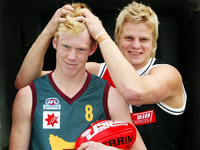 SPORT St Kild's Nick Riewoldt with his cousin Jack Riewoldt, who is playing for Tasmania in the Under-18 Championships.