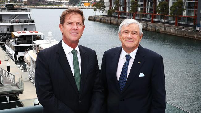 Seven West Media CEO Tim Worner, left, and chairman Kerry Stokes. Pic: John Feder