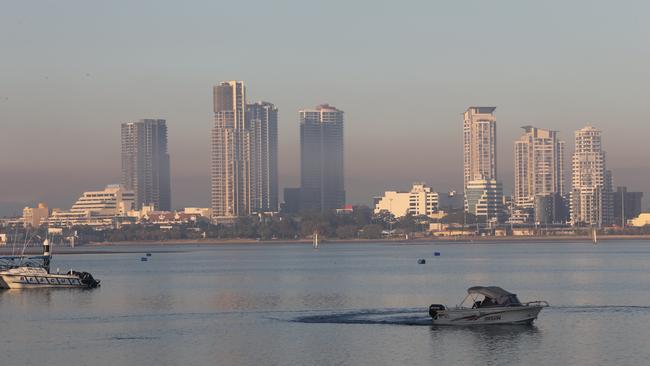 The smoke covering the city is similar to last year. Picture Glenn Hampson