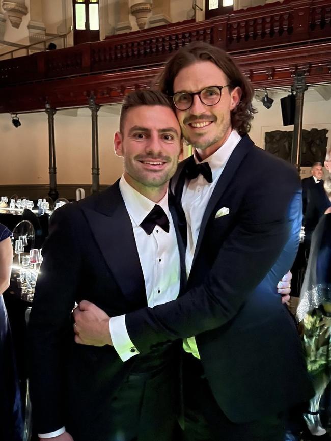 Stephen Coniglio with former GWS captain Phil Davis.