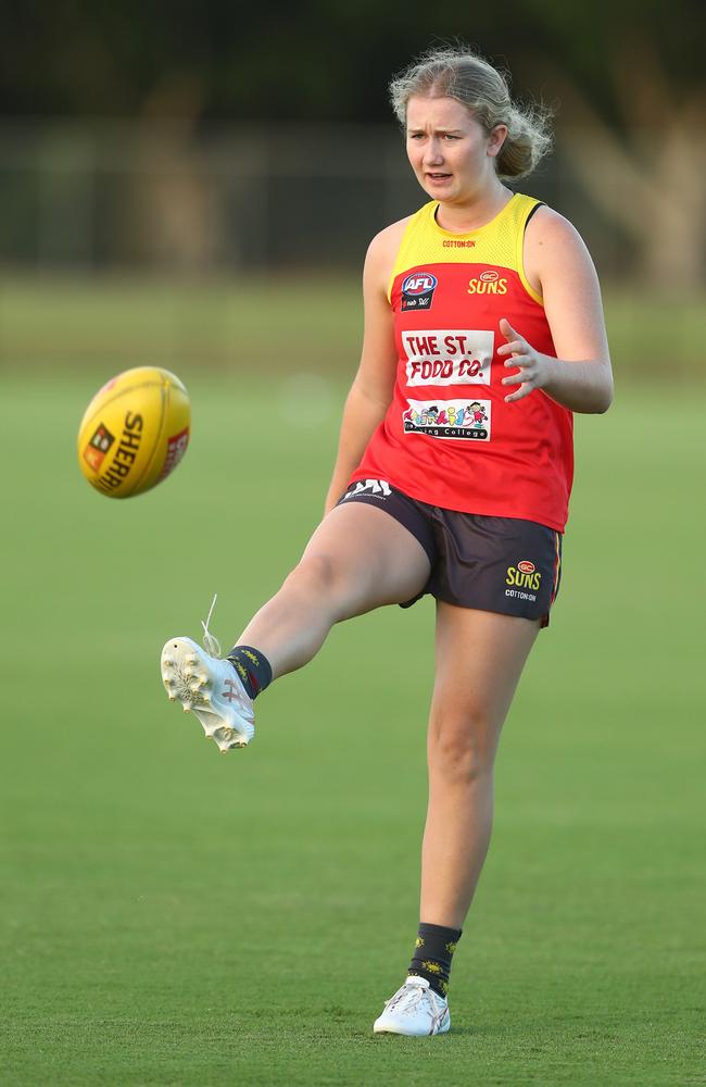 Wallis Randell said she was excited to watch the growth of the AFLW. February 17, 2021 in Gold Coast, Australia. Picture: Chris Hyde