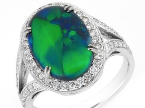 3.23ct black opal and diamond ring — Stamped Imp $12,950