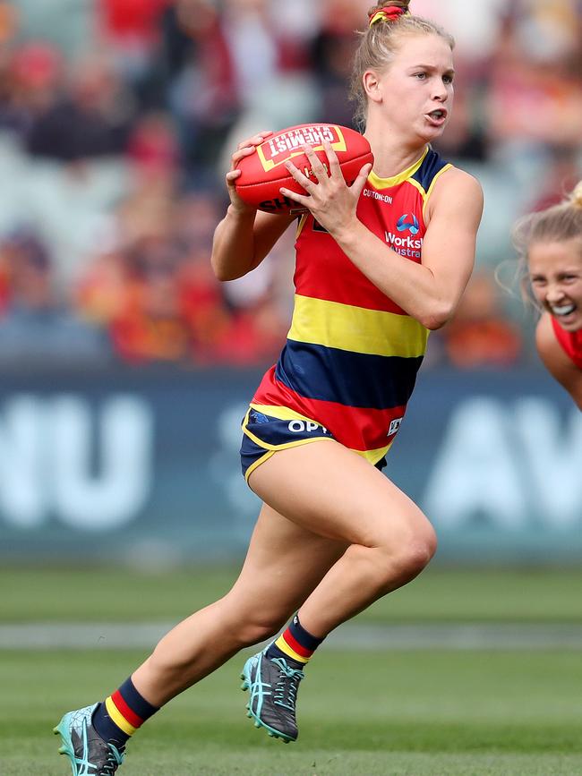 Teah Charlton in action for the Crows during their preliminary final win. Picture: Getty Images