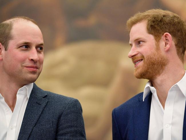 (FILES) In this file photo taken on April 26, 2018 Britain's Prince Harry (R) and Britain's Prince William, Duke of Cambridge attend the opening of Greenhouse Sports Centre in central London on April 26, 2018, which will provide sport, coaching and social facilities for young people in the surrounding community. - Princes William and Harry on January 13, 2020 put on a rare joint front to dismiss a "false story" speculating about their relationship, as senior royals met for talks about the younger brother's future. "For brothers who care so deeply about the issues surrounding mental health, the use of inflammatory language in this way is offensive and potentially harmful," they said. (Photo by Toby Melville / POOL / AFP)