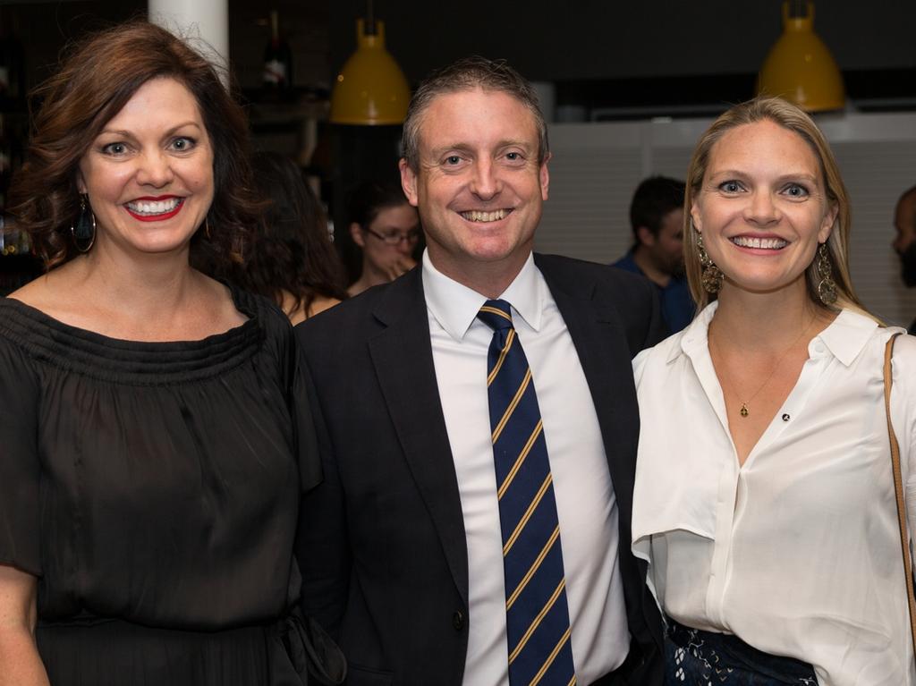 Jodi Glass, Lyssia Jamieson and Justin Jamieson at RBar @ Regattas for a pre-show function ahead of State Theatre Company’s opening of After Dinner. Picture: Sia Duff