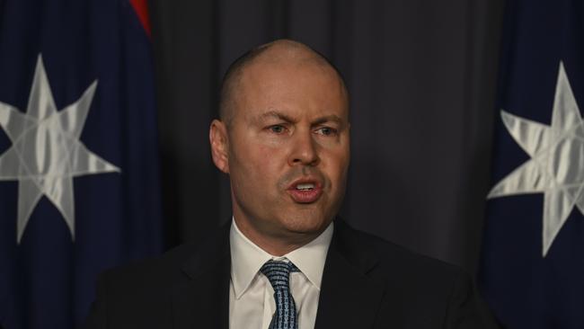 Treasurer Josh Frydenberg holds a press conference at Parliament House. Picture: NCA NewsWire / Martin Ollman