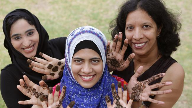 Indian Squad Women’s Association’s Syeda Fathima, Asma Razzak and Arti Salunke are planning a henna event on April 1. Picture: Tim Clapin.