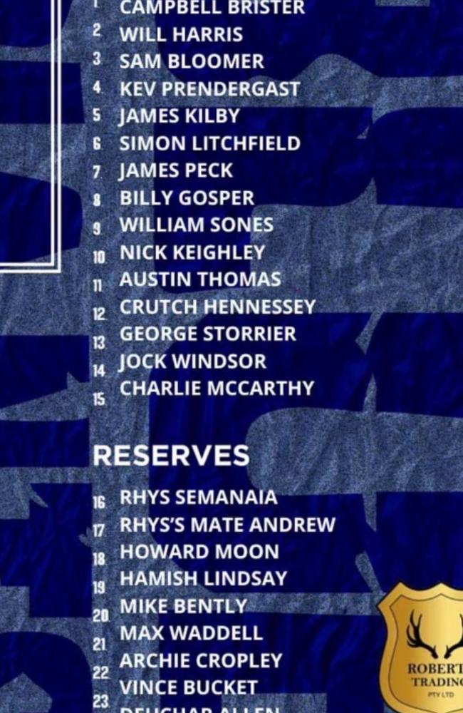 Andrew Fifita listed on the team sheet in jersey No.17.