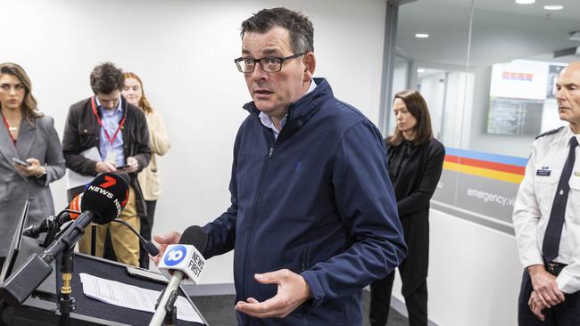 Daniel Andrews at the State Control Centre. Picture: Aaron Francis