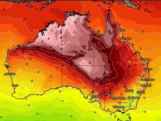 The Bureau is predicting temeratures well above average later this week.