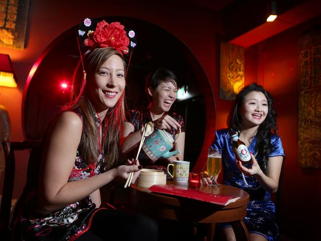 Friends get together for a fun time at Chinese-themed bar in Wynyard, Uncle Ming's. Picture: Chris Pavlich