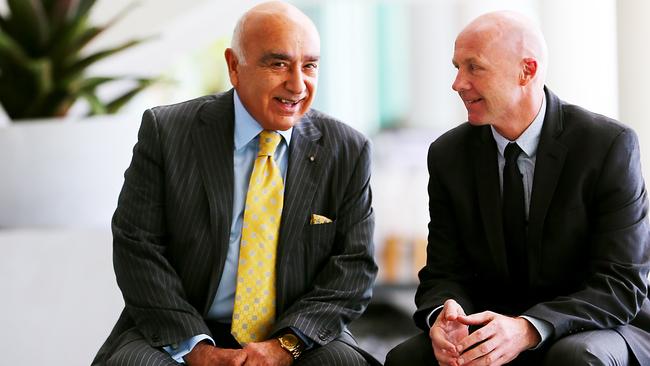 Former Gloria Jeans Executive Chairman Nabi Saleh and ex RFG CEO Tony Alford in happier times. Photo: Kit Wise