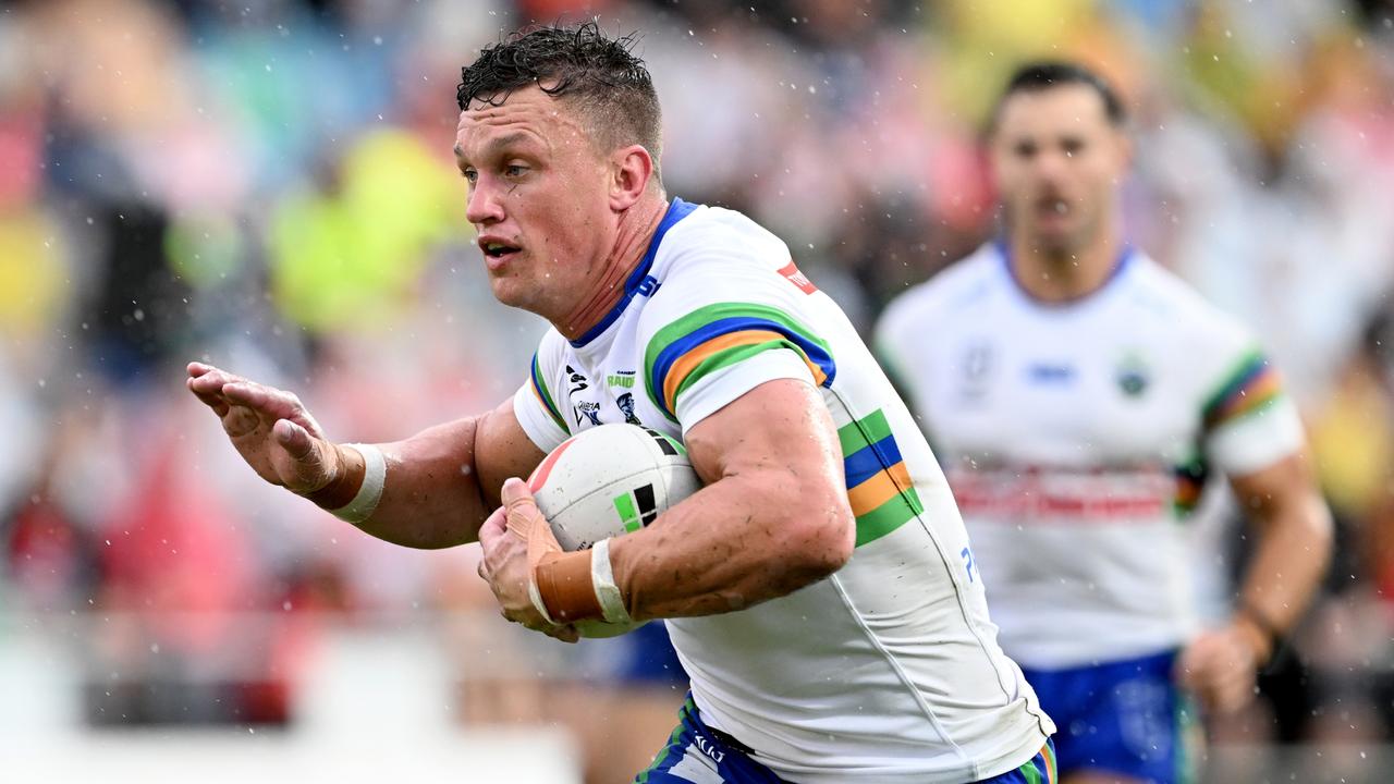 BRISBANE, AUSTRALIA - MARCH 11: Jack Wighton of the Raiders in action during the round two NRL match between the Dolphins and the Canberra Raiders at Kayo Stadium on March 11, 2023 in Brisbane, Australia. (Photo by Bradley Kanaris/Getty Images)