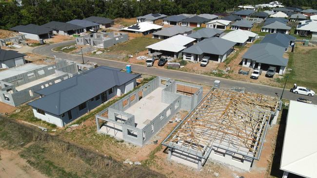 House construction under development in the Cherrybrook Estate in Bentley Park. Picture: Brendan Radke