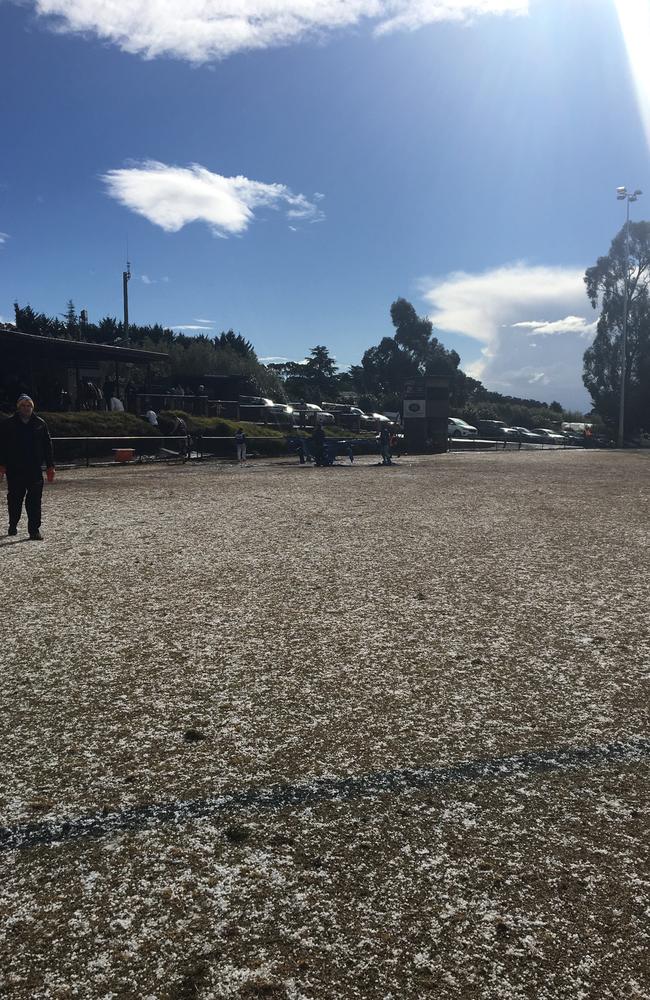 After the rain and hail cleared for Silvan's EFL clash with Glen Waverley Hawks.