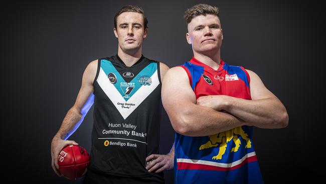 SFL: Cygnet's Josh Fox and Huonville's James McIndoe will battle it out in one of the SFL semi finals this weekend. Picture: LUKE BOWDEN