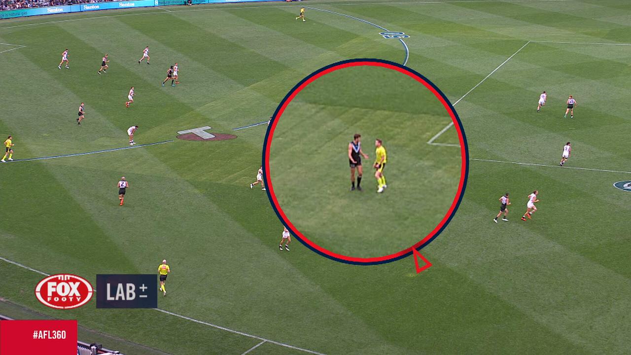 Port's Scott Lycett was left flabbergasted by a free kick against him.