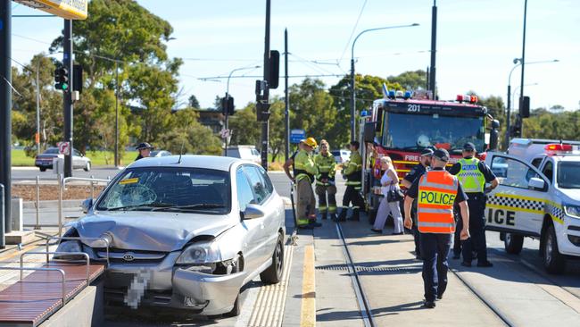 The scene of the incident on North Tce on Friday. Picture: AAP Image/Brenton Edwards