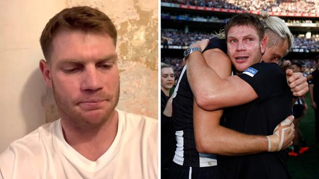 Taylor Adams poured his heart out in a video shared by Collingwood on Instagram.