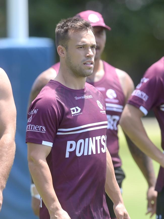 Luke Brooks at Manly training. Picture: Jeremy Piper