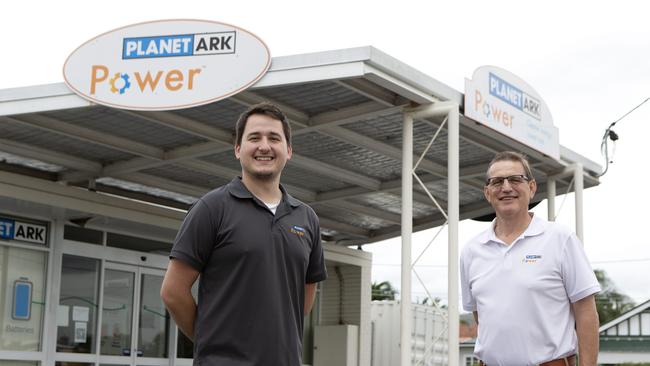 Planet Ark Power engineer Dr Domagoj Leskarac and executive director Richard Romanowski at Planet Ark Power’s headquarters at Enoggera. Photo AAP/Sarah Marshall