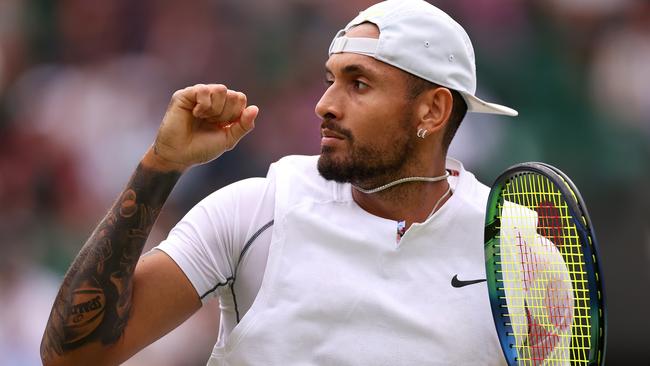 Nick Kyrgios is through to the semi-finals at Wimbledon. Picture: Getty Images