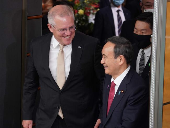 Prime Minister Scott Morrison and Japan's Prime Minister Yoshihide Suga in Tokyo this week.