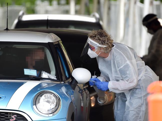 Covid testing at Albert Park. Picture: Nicki Connolly