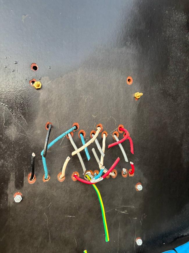 Switchboard cables were severed following the break-and-enter at the Walker Road Sporting Precinct on April 30, 2025. Picture: Supplied by Keiren O’Brien