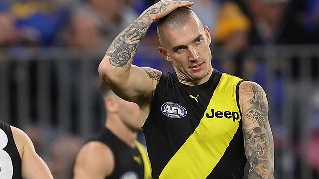 Dustin Martin was gutted post-game. Picture: Paul Kane/Getty Images