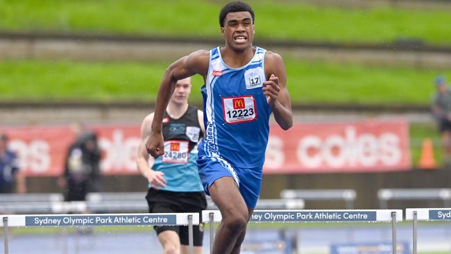 Uchena Egbu from the Canterbury club in action at the NSW Little Athletics State Championships.