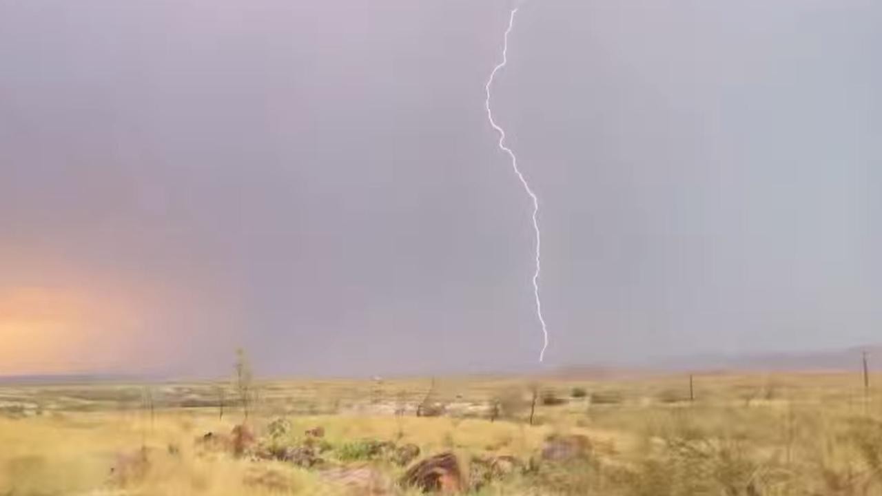 A Marble Bar resident captured footage of the freak thunderstorm, which hit the remote town about 6.15pm on Thursday. Picture: Marble Bar Community Resource Centre