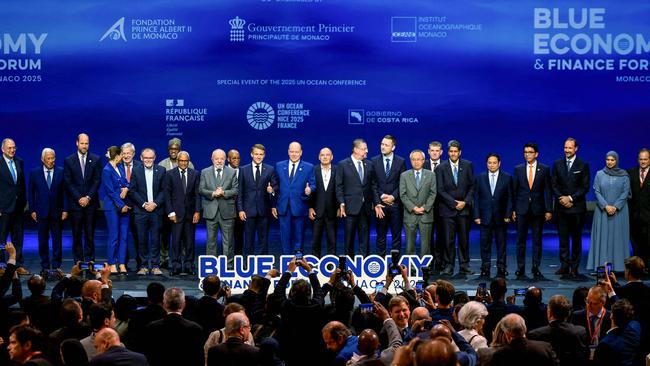 European Council President Antonio Costa (2L), Britain's Prince William, Prince of Wales (3L), Crown Princess Victoria of Sweden (4L), Brazil's President Luiz Inacio Lula da Silva (7L), France's President Emmanuel Macron (8L), Prince Albert II of Monaco (9L), Costa Rica's President Rodrigo Chaves Robles (11L) and Crown Prince Haakon of Norway (3R) pose for a group photo. Picture: AFP