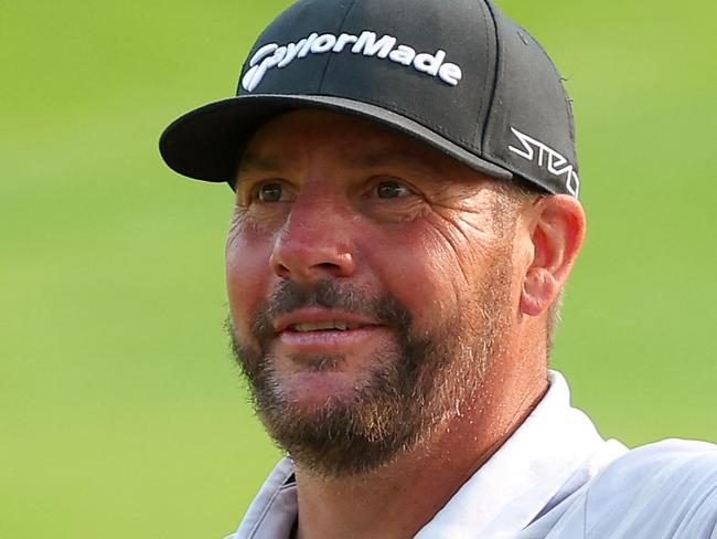 ROCHESTER, NEW YORK - MAY 21: Michael Block of the United States, PGA of America Club Professional, reacts on the 18th green during the final round of the 2023 PGA Championship at Oak Hill Country Club on May 21, 2023 in Rochester, New York.   Kevin C. Cox/Getty Images/AFP (Photo by Kevin C. Cox / GETTY IMAGES NORTH AMERICA / Getty Images via AFP)