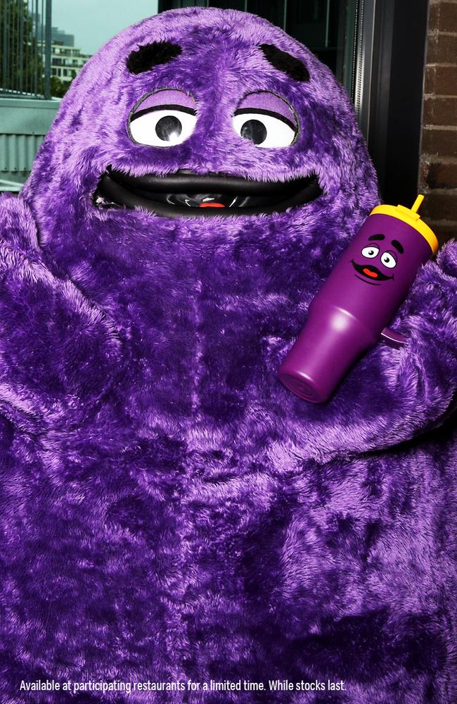 As well as the Biscoff range, Macca’s has also released a 1.18 litre limited-edition Grimace Tumbler. Picture: Supplied