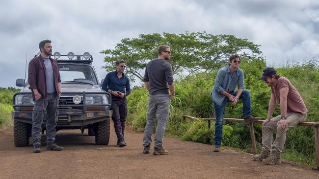 An all-star ensemble cast in Triple Frontier: Ben Affleck, Oscar Isaac, Charlie Hunnam, Garrett Hedlund, and Pedro Pascal. Picture: Netflix