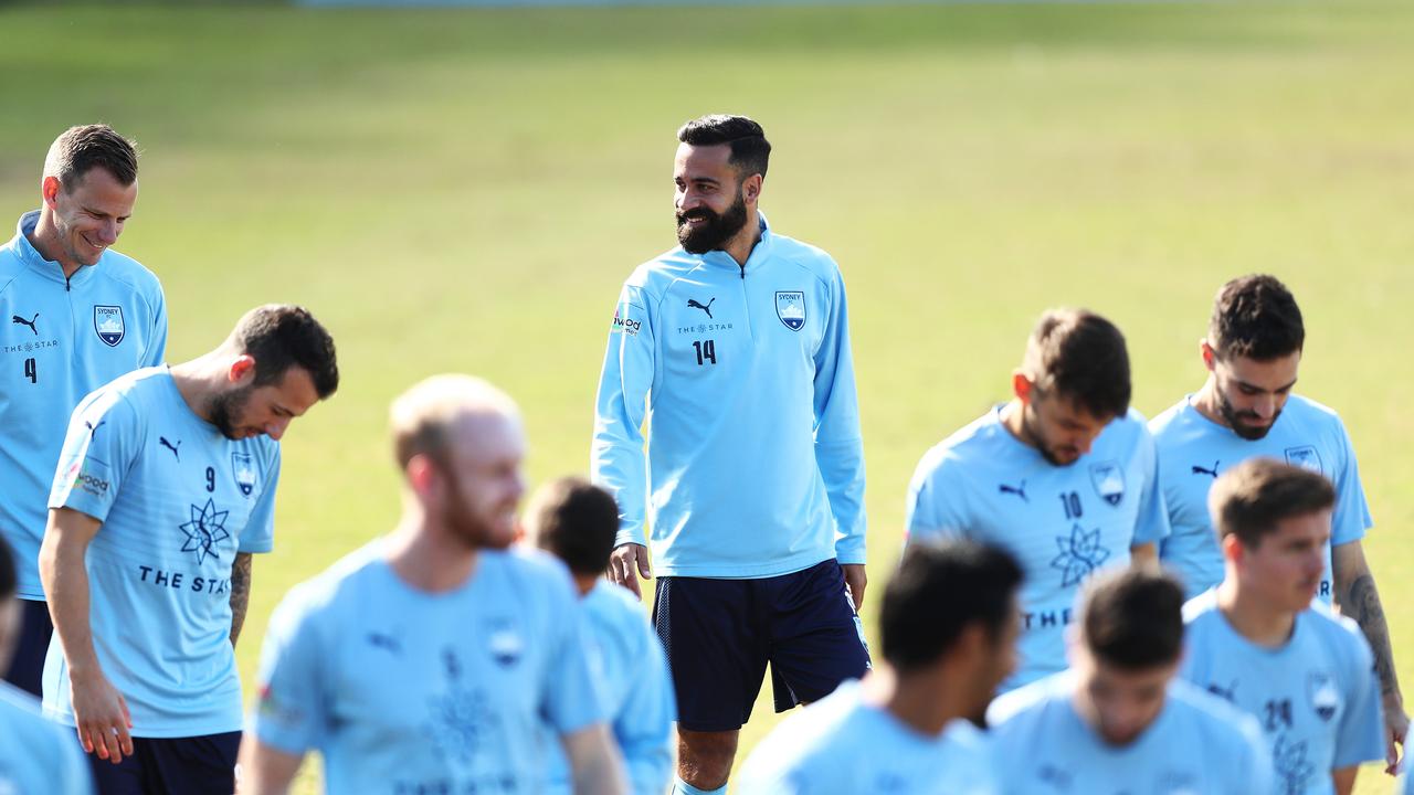 Alex Brosque during Sydney FC training before they head to Perth for the A-League Final.
